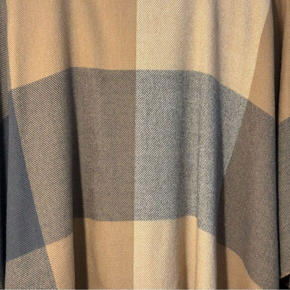 A New Day Poncho Flannel Fringe Plaid Women’s OS Cream Tan Brown Gray. - Picture 8 of 11
